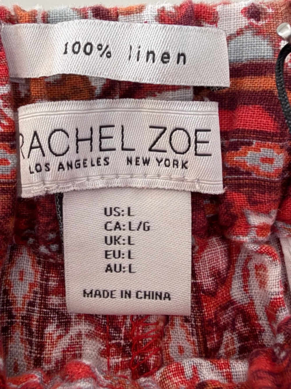 Rachel Zoe Red & Rust Geometric Print Drawstring Pants - Picture 5 of 7